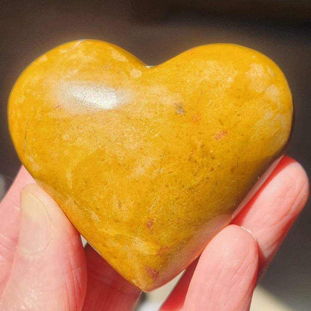 Peruvian Yellow Onyx Natural Stone Heart Rock Mineral Valentine
